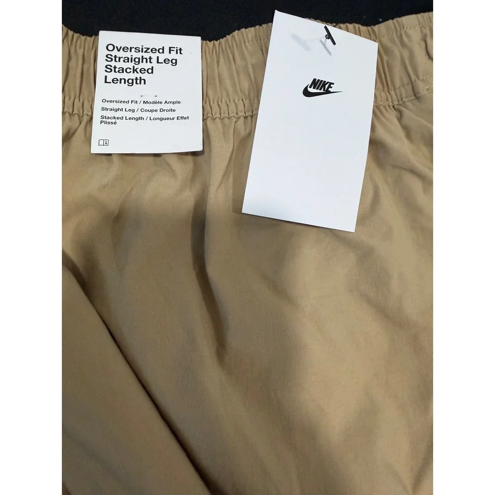 Nike Tech Woven Pants Mens Medium Khaki Oversized Straight Leg HM7158-297 NEW